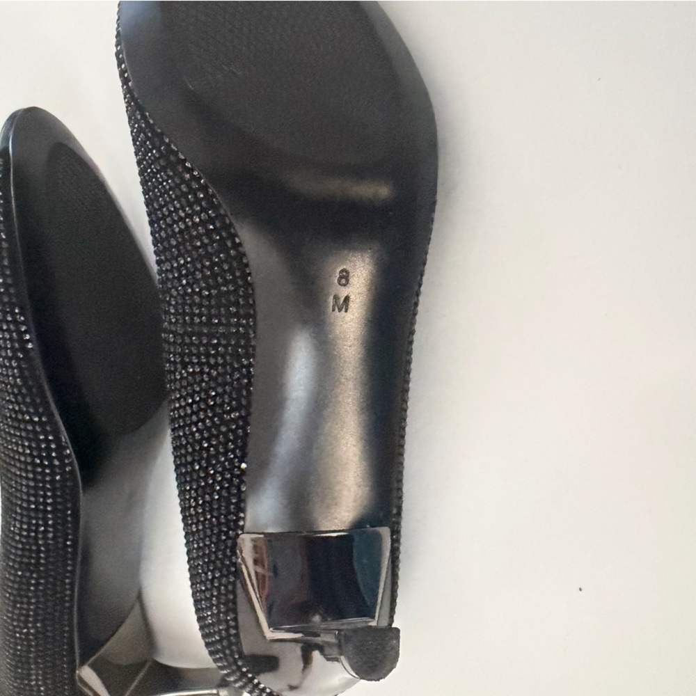 Vaneli Black Crystal Peep Toe Heels – Size 8W – Elegant Dress Pumps - Picture 6 of 8
